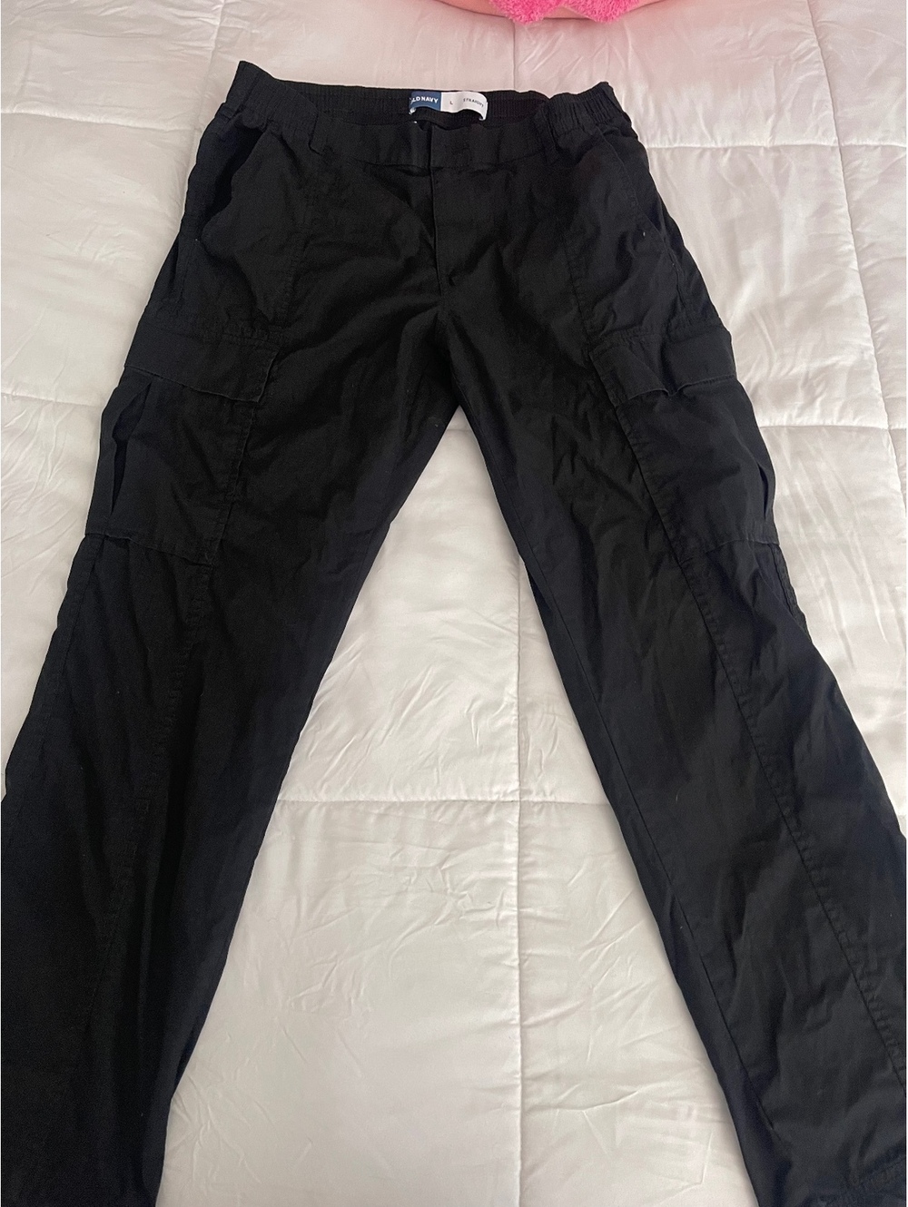 Old Navy Black Straight Leg Cargo Pants Size Large